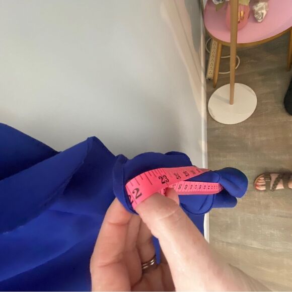 JUICY COUTURE Exaggerated Ruffle Flutter Sleeve Top Blouse Cobalt Blue Plus XXL - Picture 10 of 11